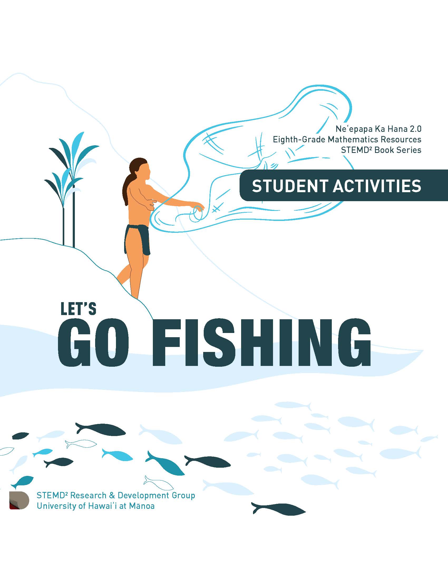 the cover of the 8th grade let's go fishing student book.